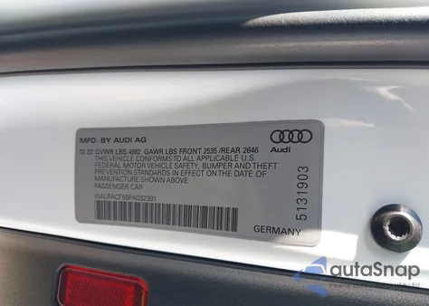 2023 Audi A5 Sportback Premium Plus 45 Tfsi S Line Quattro S Tronic z USA, uszkodzony, nr VIN WAUFACF55PA032391